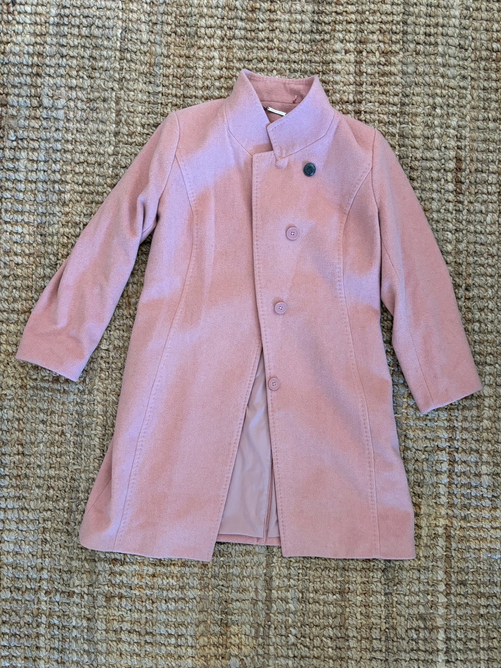 White House Black Market Pink Wool Blend Long Tailored Coat Size L